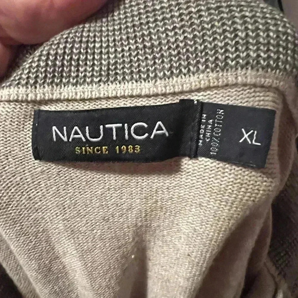 Nautica Men's XL Long Sleeve Half Zip Mock Neck Sweatshirt Heathered Gray - Picture 3 of 6